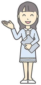  ワンピースお嬢様-159-全身 バインダー,お嬢様,女性,女の子,オシャレ,人物,かわいい,ファイル,手かざし,こちらのイラスト素材