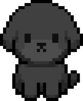 ドット絵の黒の子犬です。 ドット絵,犬,子,シンプル,小型,幼い,可愛い,小さい,座敷犬,おすわりのイラスト素材