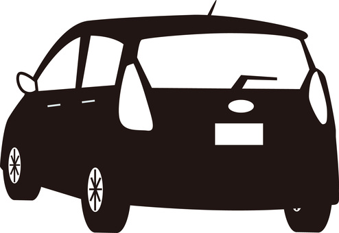 普通車後ろ　 普通車,後ろ,ブレーキランプ,走行,車体,コンパクト,シルエットのイラスト素材