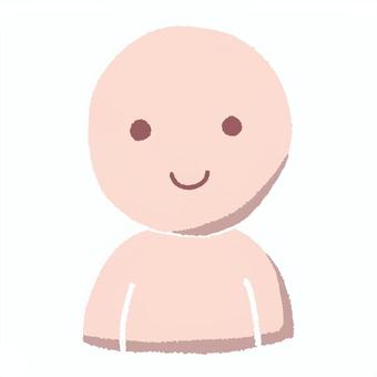 手描き風　証明写真っぽく微笑む　主線なし 微笑み,笑顔,顔,証明写真,にこやか,スマイル,手描き,クレヨン風,棒人間,人物のイラスト素材
