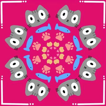 猫模様② 猫模様② 猫,模様,魚,肉球,ハート,ピンク色のイラスト素材