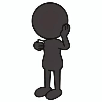 スマホを見て頬に手を当てる棒人間 棒人間,スマートフォン,携帯,スマホ,画面,見る,確認,通知,メッセージ,通話のイラスト素材