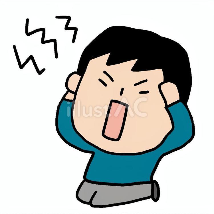 頭を抱えて叫ぶ男性 人物,大人,二頭身のイラスト素材