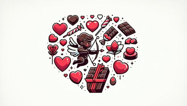 Illustration, valentine, chocolate, cupid, 