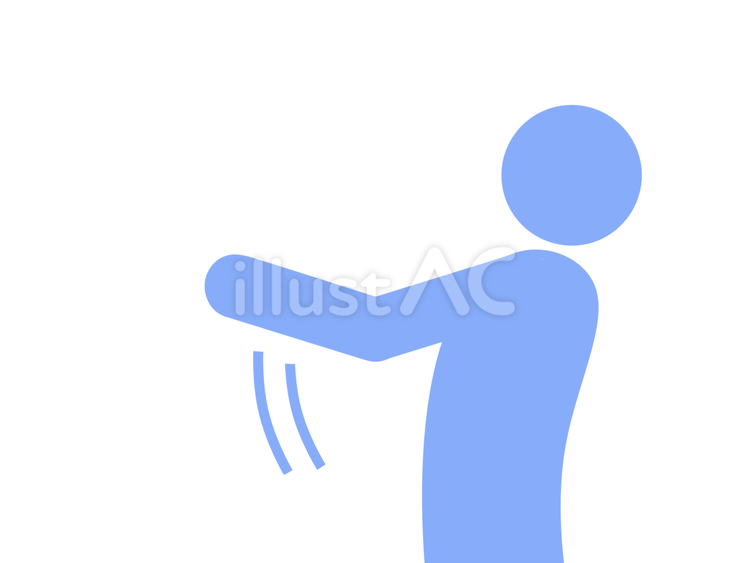 何かを放り上げる様に腕を動かす人（水色 人,ピクトグラム,上半身のイラスト素材