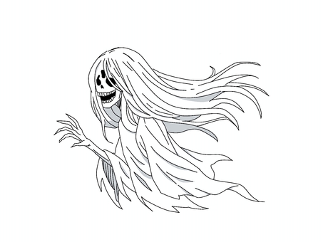 心霊 心霊,幽霊,お化け,骸骨,白黒のイラスト素材