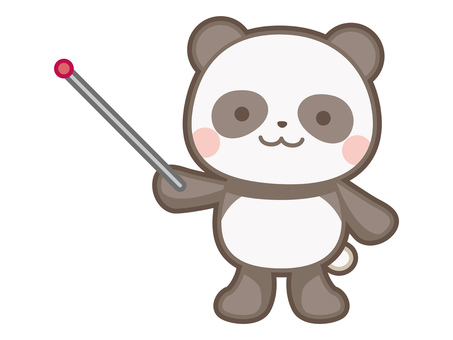 指示棒を持つパンダのイラスト パンダ,指示棒,動物,キャラクター,かわいい,イラスト,カットのイラスト素材