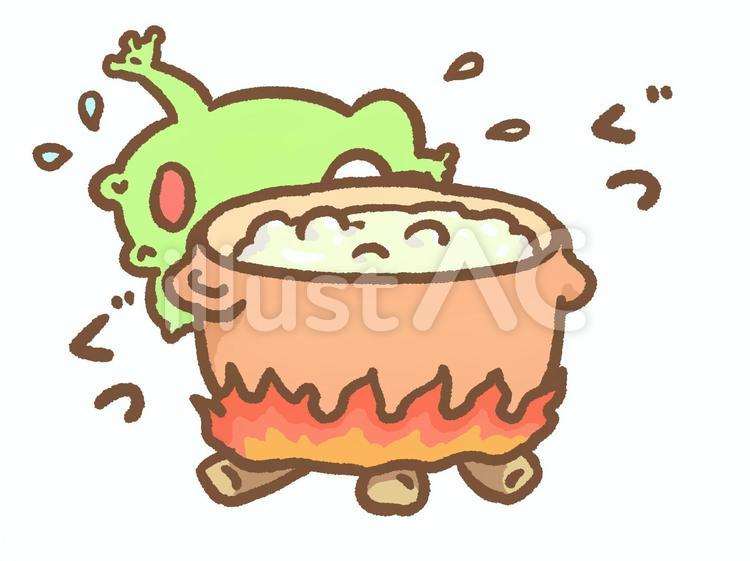 茹でガエル　熱湯風呂 カエル,生き物,熱湯のイラスト素材
