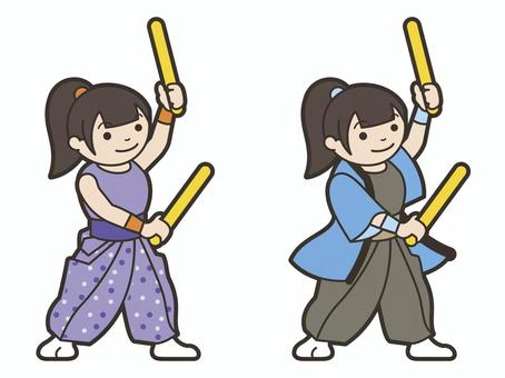 和太鼓を打つ人 女性,和太鼓,演奏,打つ,バチ,足袋,伝統,文化,音楽,全身のイラスト素材