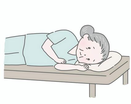 胃カメラ検査で横になる高齢女性 胃カメラ,内視鏡検査,健康診断,人間ドック,不安,緊張,恐怖,高齢者,シニア,女性のイラスト素材