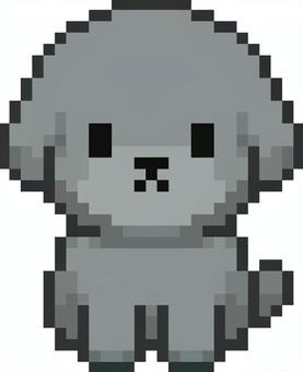 ドット絵のグレーの子犬です。 ドット絵,犬,子,シンプル,小型,幼い,可愛い,小さい,座敷犬,おすわりのイラスト素材