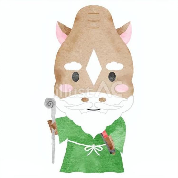 七福神風の干支の馬　福禄寿 馬,干支,午のイラスト素材