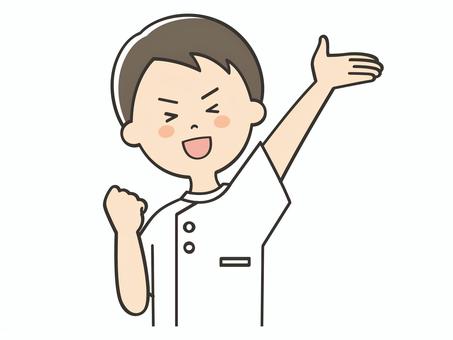 元気いっぱいな男性看護師 元気いっぱいな男性看護師 やる気,頑張る,元気,向上心,ファイト,努力,挑戦,呼ぶ,声かけ,集客のイラスト素材