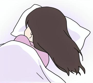 寝る 寝る,枕,寝具,後ろ姿,女性,睡眠のイラスト素材