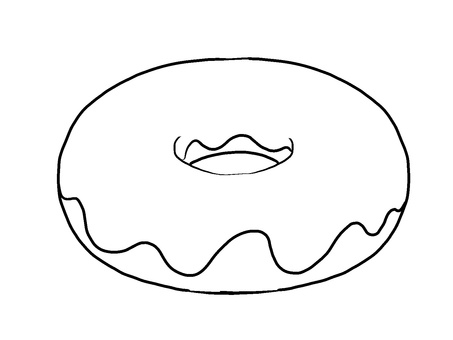 ドーナツ線画 ドーナツ線画 ドーナツ,塗り絵,線画,黒,おやつ,手描き,シンプル,スイーツ,軽食,デザートのイラスト素材