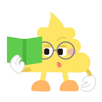 勉強熱心な_うんちのキャラクター 勉強,学習,熱心,メガネ,賢い,うんち,うんこ,便,キャラクター,オリジナルのイラスト素材