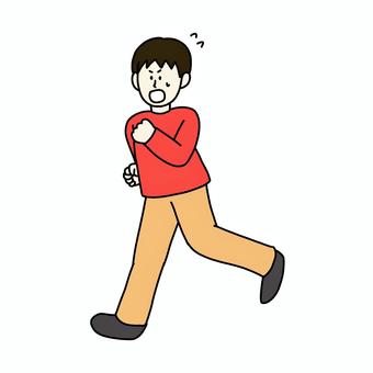 走る男性 男性,人物,シンプル,走る,全身,慌てる,忙しい,困り顔,焦りのイラスト素材