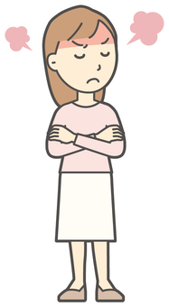  ロングヘア女性-385-全身 怒る,女性,女の子,人物,かわいい,キレる,ムカつく,喧嘩,表情,感情のイラスト素材