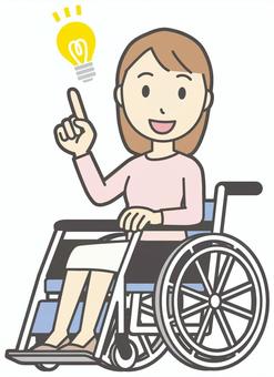  ロングヘア女性-312-全身 車いす,女性,女の子,人物,かわいい,障害者,車椅子,座る,若い,挿絵のイラスト素材
