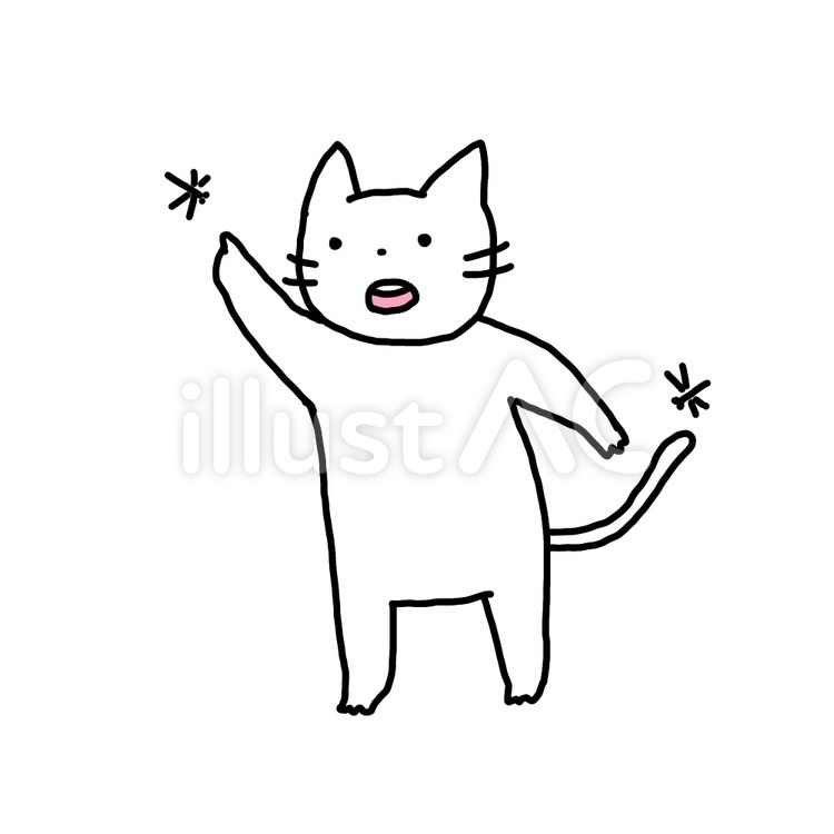 トンボと触れ合うねこ ねこ,猫,白猫のイラスト素材