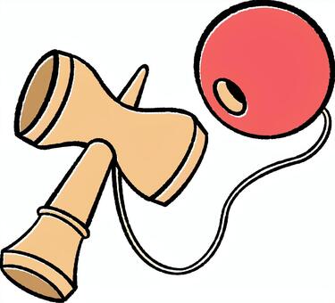 けん玉_カラー けん玉,新年,元旦,年賀状,イメージ,1月,お正月,デザイン,かわいい,カットのイラスト素材