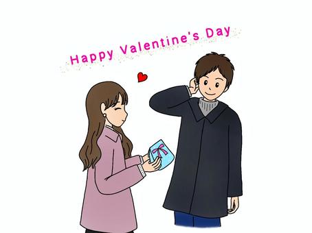 バレンタインデー バレンタイン,バレンタインデー,男女,カップル,チョコレート,渡す,プレゼントのイラスト素材