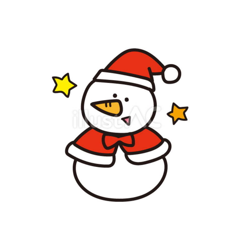 12月（クリスマス、サンタクロース衣装、雪だるま） 12月,動物,雪だるまのイラスト素材