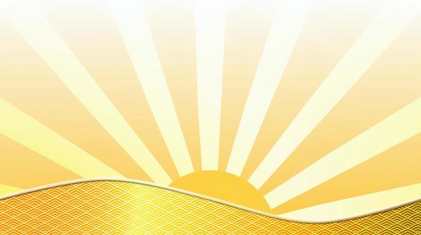 フルHD背景 和風ゴールド002 背景,金色,集中線,サンバースト,太陽,年賀,正月,祝賀,祝い,フルhdのイラスト素材