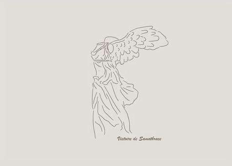 線画で描くサモトラケのニケの背景２ サモトラケのニケ,線画,彫刻,シンプル,背景,アートのイラスト素材