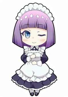 Maid clothes girl short hair purple, a maid, chibi character, girl, JPG and PNG