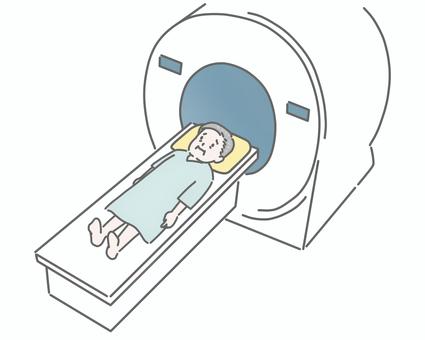 MRI・CT検査を受ける高齢男性 mri,ct,検査,病院,医療,高齢者,男性,不安,心配,怖いのイラスト素材