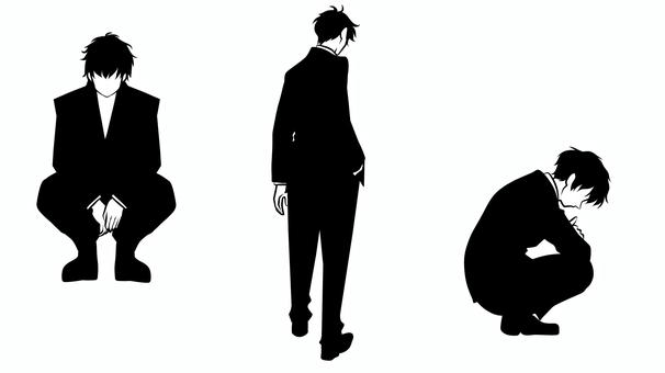 床を調べる男性シルエット 調べる,探す,確認する,男性,スーツ,ビジネスマン,しゃがむ,屈む,調査,シルエットのイラスト素材