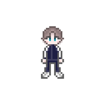 ドット絵の長袖ジャージ姿の男子生徒 ドット絵,ピクセル,ピクセルアート,かわいい,男子高校生,dk,中学生,高校生,学生,制服のイラスト素材