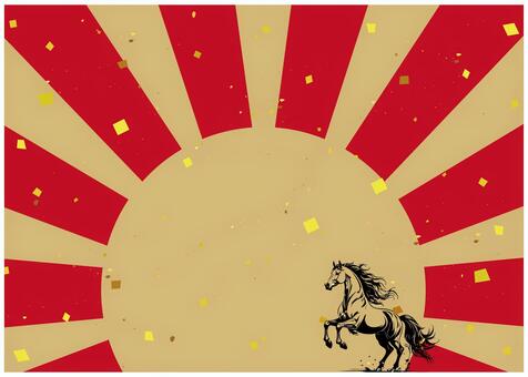 背景-放射状-金＋赤+馬 集中線,馬,金色,赤,キラキラ,光,背景,放射線,壁紙,派手のイラスト素材