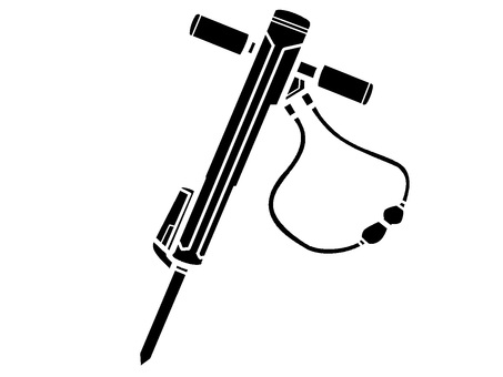 削岩機のシルエットアイコン 削岩機,岩盤,砕く,道具,工具,工事,解体,採掘,機械,挿絵のイラスト素材