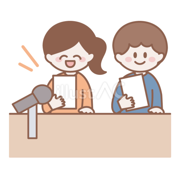 委員会活動（放送委員） 小学校,小学生,上半身のイラスト素材