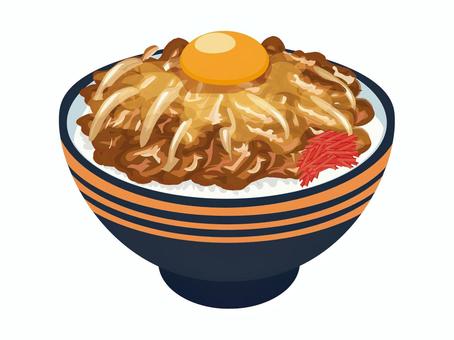牛丼 牛丼 丼物,和食,日本食,丼,丼ぶり料理,丼ぶりご飯,牛丼,紅しょうが,牛めし,ファストフードのイラスト素材