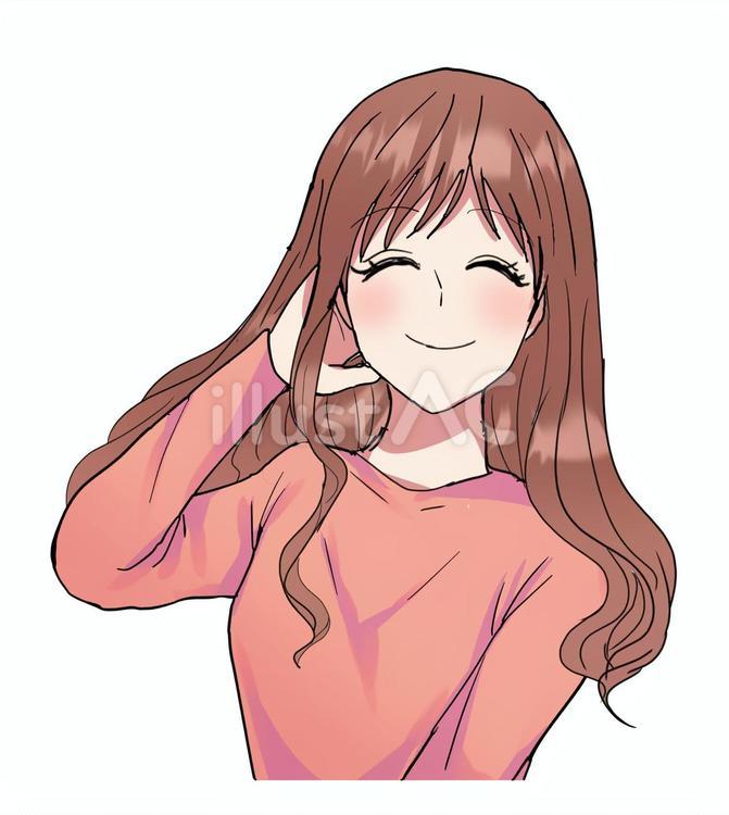 笑顔 女性,漫画,キャラクターのイラスト素材