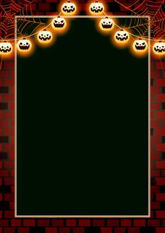 Halloween2554 煉瓦,ガーランド,蜘蛛の巣,ちょうちん,ジャックオーランタン,かわいい,ハロウィン,背景,壁紙,ウォールのイラスト素材