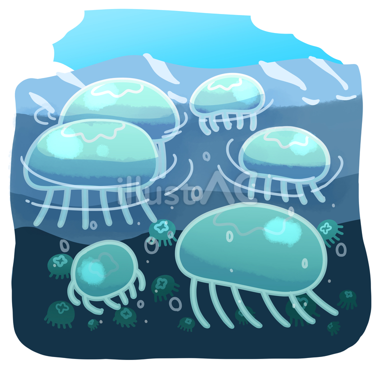 クラゲの多い海 クラゲ,海,水中のイラスト素材