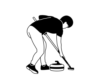 カーリング カーリング,ウインタースポーツ,競技,種目,運動,冬,人,人物,女性,選手のイラスト素材
