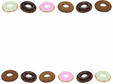 ドーナツフレーム1 フレーム,枠,飾り枠,装飾,ドーナツ,食べ物,おやつ,お菓子,洋菓子,手描きのイラスト素材