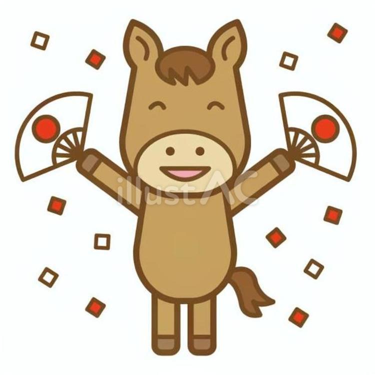 午、日の丸 馬,動物,干支のイラスト素材