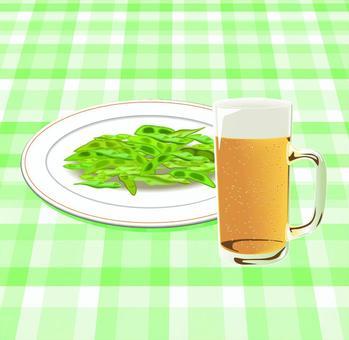 Illustration, edamame, beer, appetizers, 