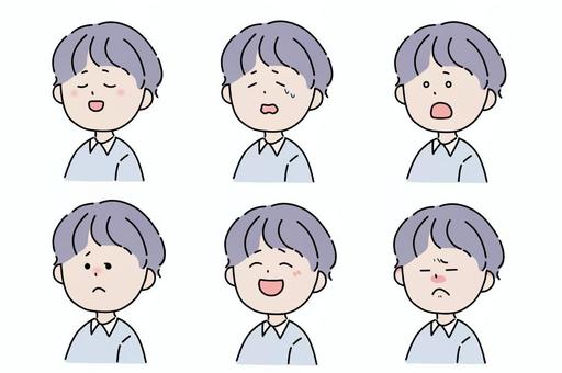 やさしい表情の人物アイコンセット 表情,アイコン,人物,笑顔,困った,安心,怒る,悲しい,うれしい,教育のイラスト素材