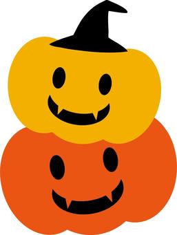 Two pumpkins wearing Halloween hats, , JPG, PNG and AI