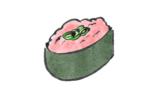ネギトロ軍艦のイラスト 寿司,ネギトロ,軍艦,魚,生もの,日本,伝統,食文化,食事,お祝いのイラスト素材