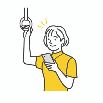 A female office worker operating a smartphone on a train, JPG, PNG and AI A female office worker operating a smartphone on a train, employee, female, smartphone, JPG, PNG and AI