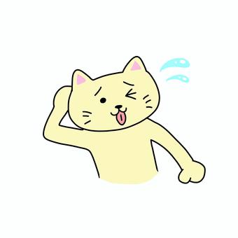 てへっ てへぺろ ねこ てへっ てへぺろ ねこ ねこ,動物,キャラ,ポップ,かわいい,てへっ,てへぺろ,汗,笑顔,ペロリのイラスト素材