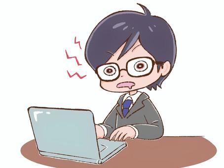 眼精疲労が限界なスーツの男性 仕事,業務,疲れ,疲労,会社員,疲労感,残業,ブラック企業,パソコン,タイピングのイラスト素材
